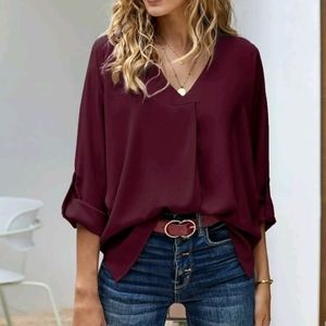 Roll up sleeves blouse